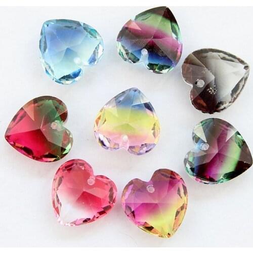 6215 15mm heart rhinestone heart Tourmaline pendants beads gradient ramp heart beads Multicolor DIY Loose Beads Jewelr