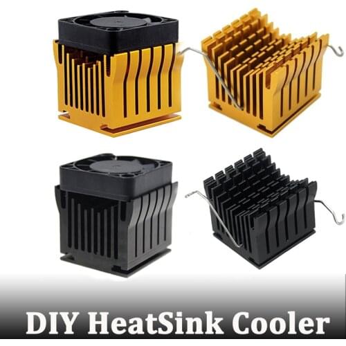 1Pcs DIY Aluminium Northbridge Heatsink Cooler Golden Black Radiator w/4cm Fan For PC Computer Case Heat sinks cooling