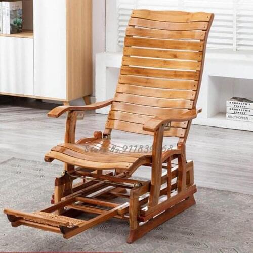 Bamboo rocking chair recliner folding balcony home elderly nap leisure adult lazy rattan solid wood easy chair