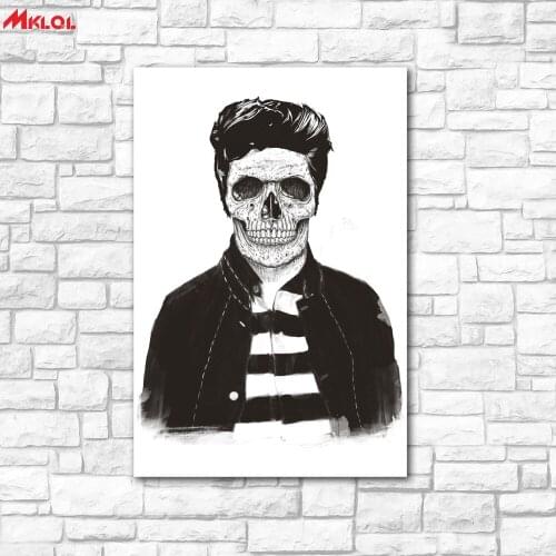 Large Wall Art, dead Skeleto ,Restaurant study Bedroom Decor Wall oil Painting Print Nice wall picture for living room no frame