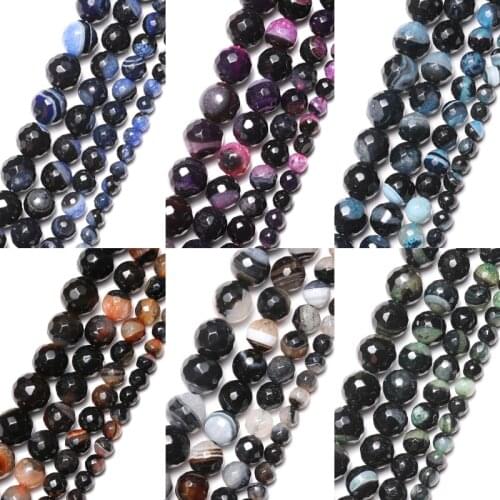 6-12mm Natural Crystal Agates Faceted Beads For Jewelry Making Diy Bracelet Loose Stone Beads 15"
