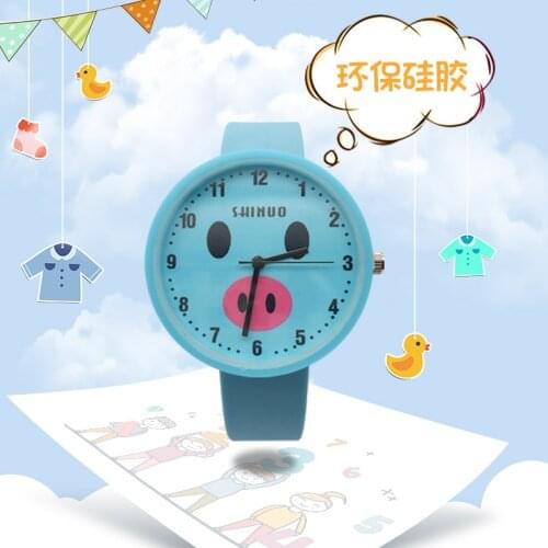 Jelly Childrens Student Watch Toy Pig Cartoon Cute Soft Silicone Strap Quartz Watch for Boys Girls Birthday Party Gift
