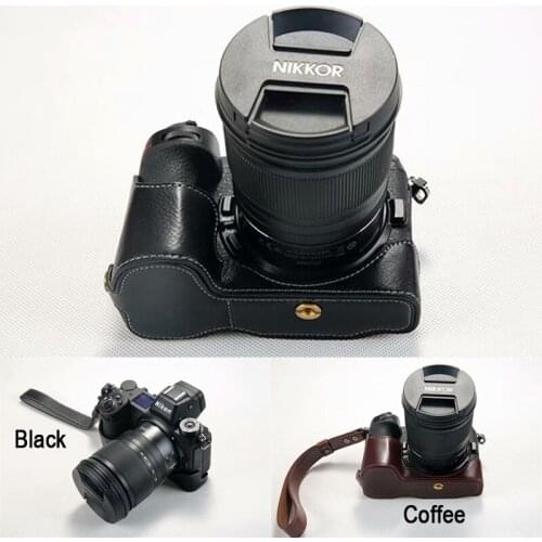 Genuine Real Leather Camera Half case Bag Grip with strap for Nikon Z7 Z6