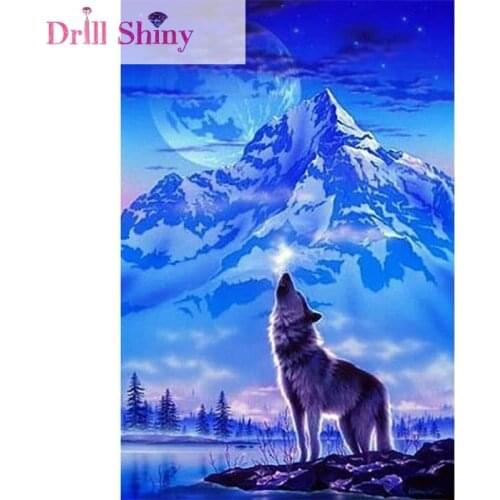 DIY 5D Diamond Embroidery Single Wolf Full Rubik Rhinestone Painting Animals 3D Cross Stitch Kits Landscape Home Decor