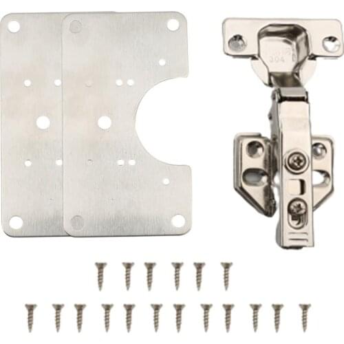 Repair Plate For Hinges Stainless Steel Cabinet Door Hinges Damper Buffer Kitchen Cupboard Furniture Hinges Firmly Connector