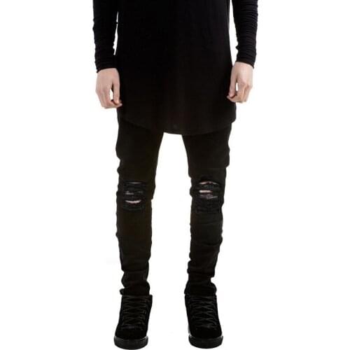 Fashion Brand Streetwear Mens Jeans Vintage Black Color Skinny Destroyed Ripped Male Broken Slim Homme Hip Hop Denim Pants
