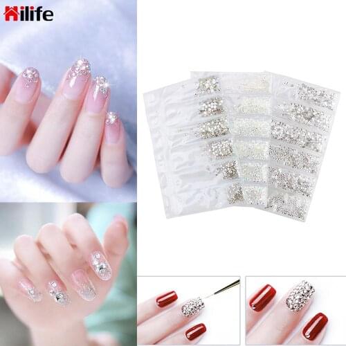 HILIFE AB Rhinestones 14 Section Glitter Crystal Non Hot fix FlatBack Strass SS4-SS16 Nail Art Rhinestones Decorations