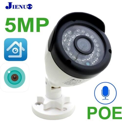 JIENUO H.265 5MP PoE ip camera SD card slot Audio Cam HD Outdoor Waterproof Cctv Security Infrared Video Surveillance Home IPCam