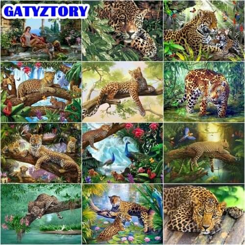 GATYZTORY DIY Oil Painting By Numbers Cheetah Animals Picture Paint On Canvas Unique Gift Home Decoration 40x50cm