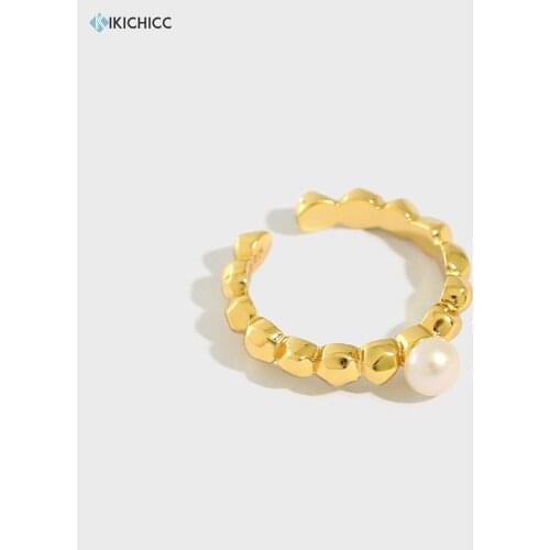 Kikichicc 100% 925 Sterling Silver Pearl Charm Adjustable Rings European Spain Rock Punk Jewelry For Wedding Gift Jewelry