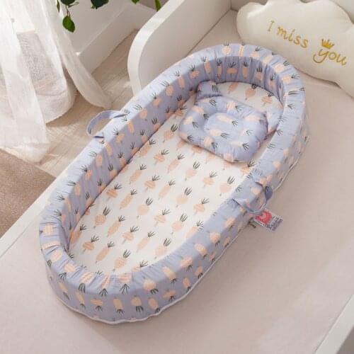 New 90*45cm Baby Nest Bed with Pillow Portable Crib Travel Bed Infant Toddler Cotton Cradle for Newborn Baby Bed Bassinet Bumper