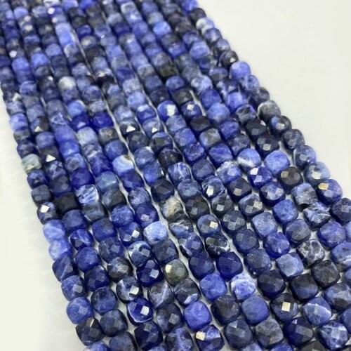 Natural Sodalite stones hand cut cube beads faceted square bijoux perle charm gemstone jewelry 2020 jewelry needlework bricolage