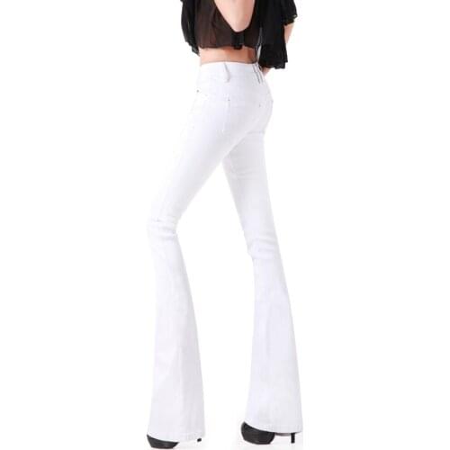 Fashion New Vintage Super Flare Jeans Sexy Black White Jeans Femme Plus Size Hippie Wide Leg Denim Pants Women