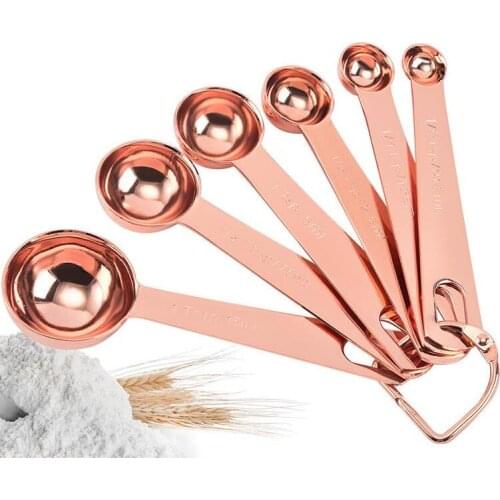 Stainless Steel Measuring Spoon Set Luxury Rose Gold Measuring Scoop Set Kitchen Measuring Tool Baking Accessories