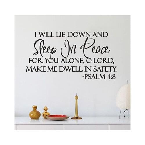 Sleep In Peace Quote Wall Stickers Home Decor Sleep In Peace Bible Verse Wall Sticker Psalm Words Wall stickers