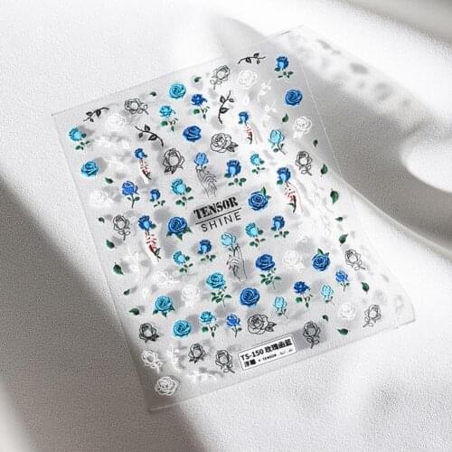 Nail Decals Multiple Shapes Engraved Pattern Ultra Thin Embossed Knitted Effect Nail Adhesive Decals for Beauty