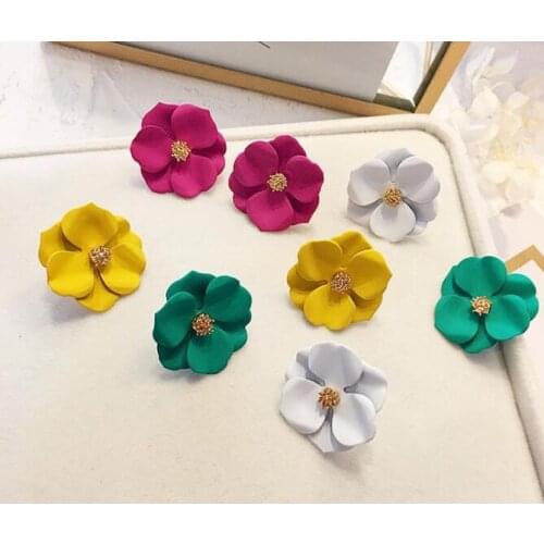 Multiple Styles Trendy Korean White Red Acrylic Earrings Flower Resin Candy Colors Ladies Dangle Drop Earring Brincos 2019