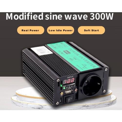 Peak Power 300W High Power 12V to 220V Power Inverter with USB Port High Conversion Aluminum Alloy Housing Transformer