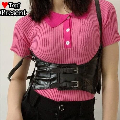 Plus Size Women Girl Gothic Lolita Cosplay Waist Corset Belt Wide PU Leather Belts Slimming Waistband Adjustable Dress Girdle