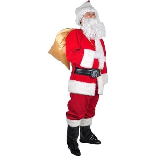 Christmas Decoration Costumes Santa Claus Costume For Adults Thicken Christmas Clothes Hats Xmas Festival Party Cosplay Clothing