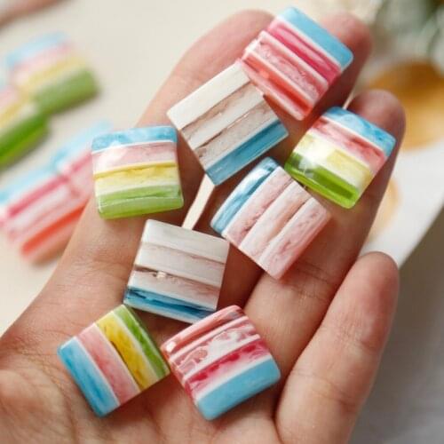Ice cream stripes smudge irregular square piece resin earrings earrings patch DIY jewelry accessories