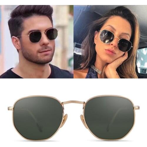 FEISHINI Summer Retro Metal Hexagon Round Mens Sunglasses Brand Designer Polarized UV Protection Fashion Driving Glasses Woman