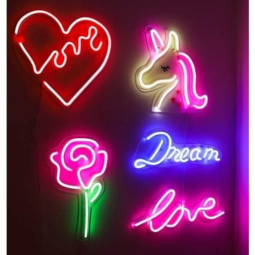 LED Neon Sign with Transparent Acrylic Back Panel USB Power Neon Sign Hanging Wall Art for Living Room Kids Party Home Decor D30