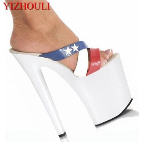 Professional Customize Ultra High Heels 20cm Slippers Sexy Fashion Five-Pointed Star Womens Shoes 8 Inch Stripper Shoes