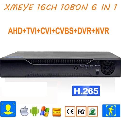 CCTV DVR H265 Xmeye 16CH 1080N DVR NVR Video Recorder For XVI Analog AHD CVI TVI IP Camera 6IN1 Onvif Home Surveillance Security
