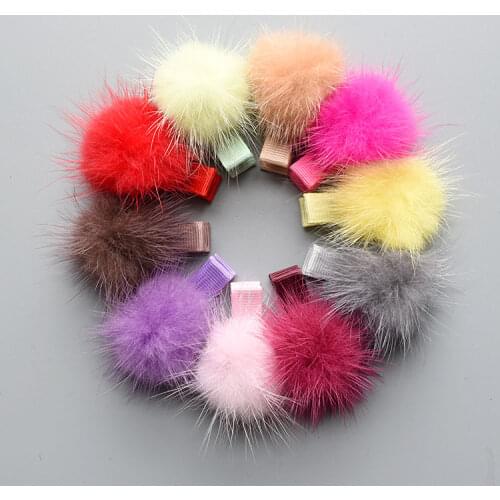 20pcs Mink fur hair Pins kids girls Womens Hair Accessory Clip Barrette alligater hair clips or hair elastics mix colors
