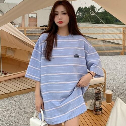 HarajukuStriped t-Shirt Female Alt Vintage Vacation Korean Clothing Grunge Clothes Crop Top Lgbt Unisex Clothes