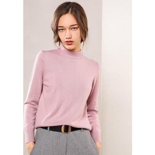 Septass Half Turtleneck Womens 100% Angora Sweater Winter Knitted Jumpers Long Sleeve Pink White Pullovers Base Sweaters S-XXL