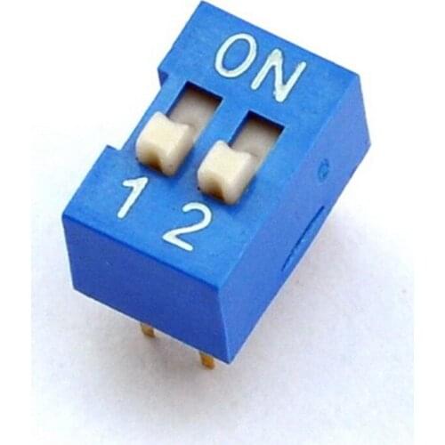 10pcs/lot )2 Way DIP Switch, 2 Position 4 pin PCB Mountable