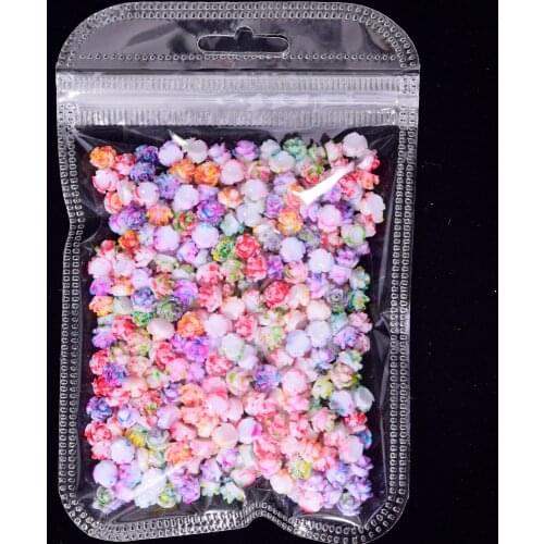 100PCS 6mm Resin Rose Flower Nail Art Decor Flatback Mix-Color Flower DIY Embellishments Manicure Accessories Resin Flower ZCF14