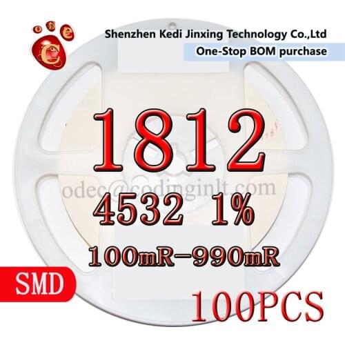1812 4532 1% SMD resistor 100pcs 0.1R 0.12R 0.15R 0.27R 0.22R 0.24R 0.3R 0.33R 0.36R 0.39R 0.4R 0.47R 0.51R 0.5R 0.82R 0.91R