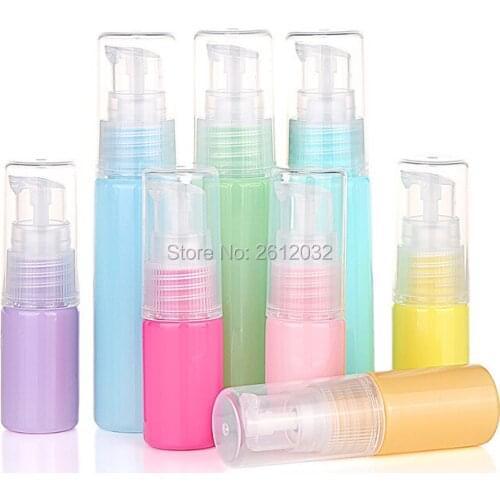 200pcs 10ml 30ml Plastic Cream Lotion Pump Bottle Macaron Color Small Plastic Refillable Cosmetic Container Lotion Bottle Travel