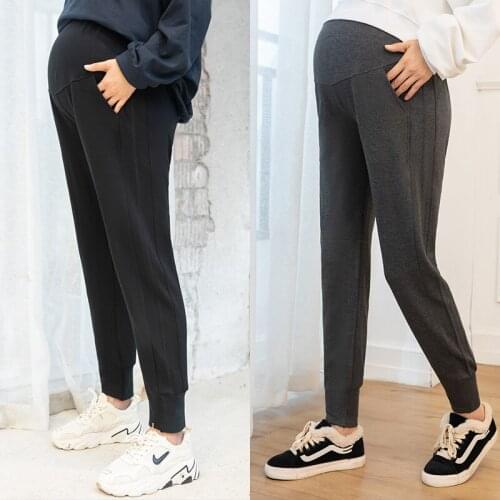 2021 Autumn Winter Maternity Casual Pants Cotton Plus Velvet Thick Trousers for Pregnant Women Maternity Loose Sports Pants New