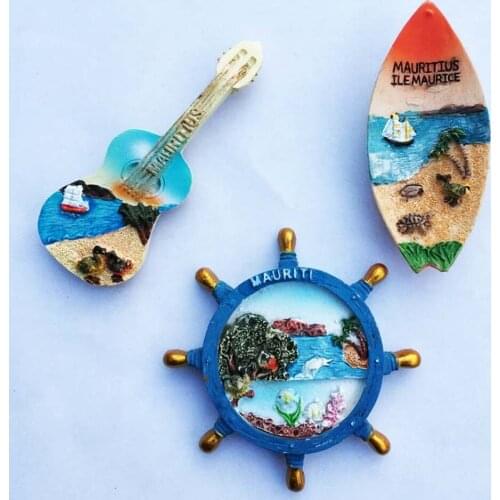 Mauritius 3D Guitar Boat Rudder Refrigerator Magnet Fridge Magnet Travel Souvenir Home Decoration Accessories