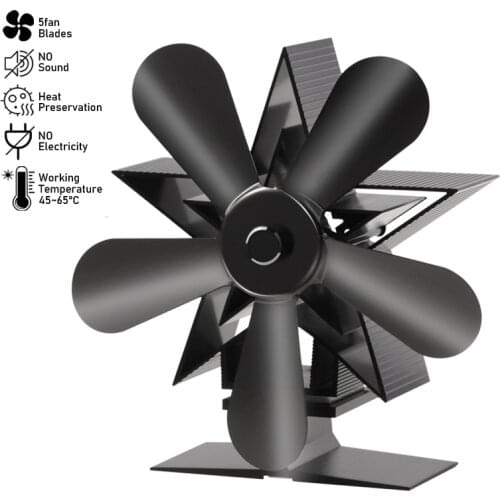 4/5 Blade Heat Powered Stove Fan Eco Friendly Quiet Heated Fan Fireplace Fan For Wood Burning Ecological Fan Heat Distribution
