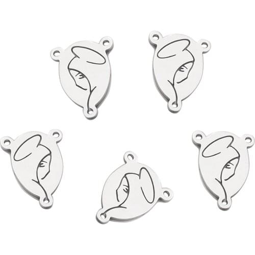 5pcs Stainless Steel Bracelet Necklace DIY Charms Jewelry Accessory Finding Not Turn Off Color