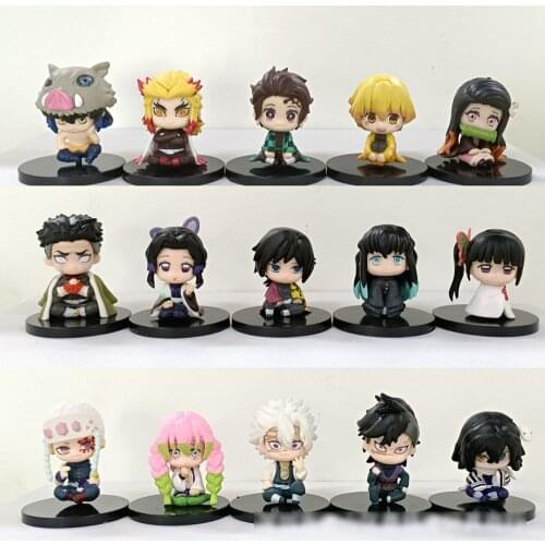 5PCS/set Anime Demon Slayer Cute Figure Doll Model Girls Boys Toys Car Ornaments Creative Souvenir Adult Kids Decor Xmas Gift