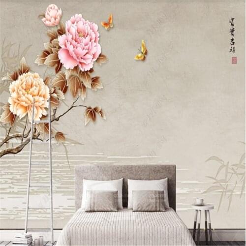 Antique New Chinese Style Bedroom Wallpapers Peony Wallpaper for Living Room Sofa Background Mural Wall Paper Home Decor