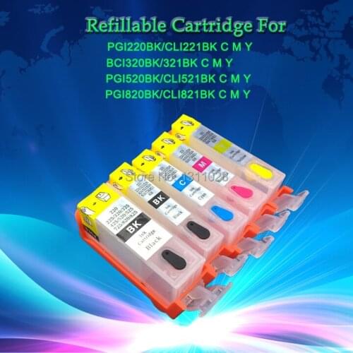 INK WAY 15sets of PGI-220 CLI-221refillable cartridge BCI-320 BCI-321 PGI-520 CLI-5212 PGI-820 CLI-821 without chip