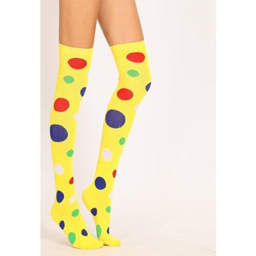 Clown stockings dot yellow knee socks cotton socks cross-border European and American Christmas performance dance socks