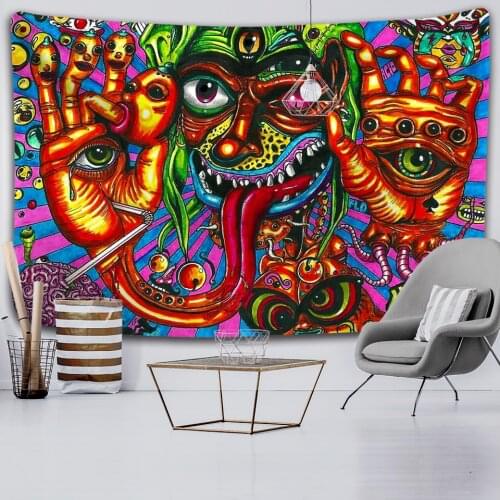 Alien Cool Aesthetic Wall Hanging Monsters And Skeletons Psychedelic Wall Tapestry Hippie Tapiz For Bedroom Dorm
