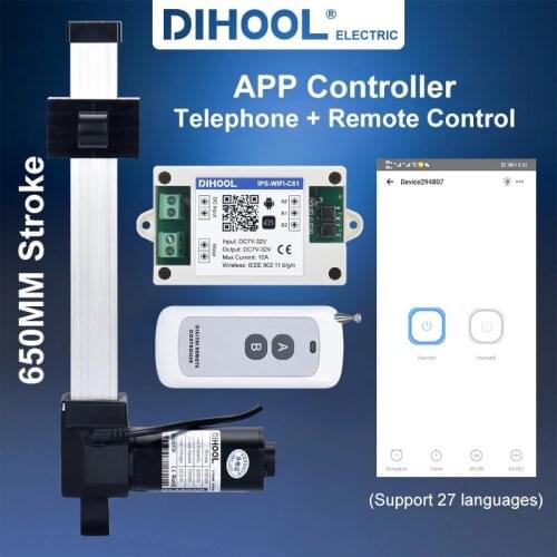 DHLA3000P 650MM Stroke Linear Actuator TV Lift DC Motor Timing Controller DC12V Smart Furniture Control Accessories
