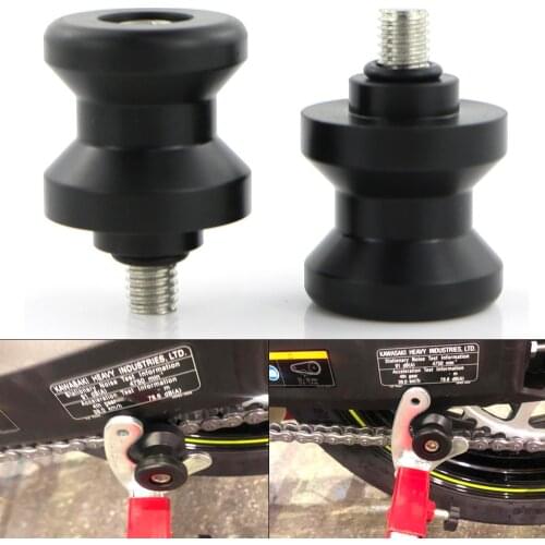 For Kawasaki Yamaha KTM M10 10mm Motorcycle Swing Arm Spools Screws Sliders Swingarm Stands Bobbins POM Plastic Black 1 Pair
