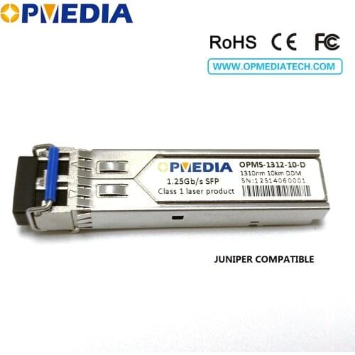 JUNIPER compatible SFP-LX-SM,1.25G 1310nm 10KM SFP transceiver,1000base LX SFP optical module,DDM,LC connector,Free shipping
