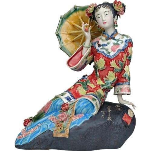 Chinese Beauty Porcelain Art Antiques Figurines Angel Collectible Pottery Glaze Ceramic Dolls Home Craft Decor Wedding L3393