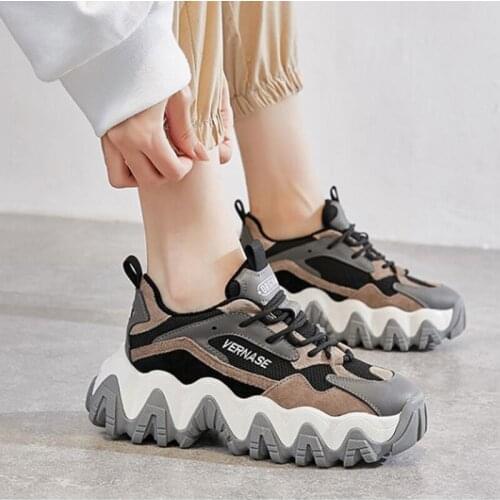 New Arrivals Woman Chunky Sneakers 3cm New Platform Wedges Shoes For Women Red Fashion Designers Lace Up Leather Casual Shoes